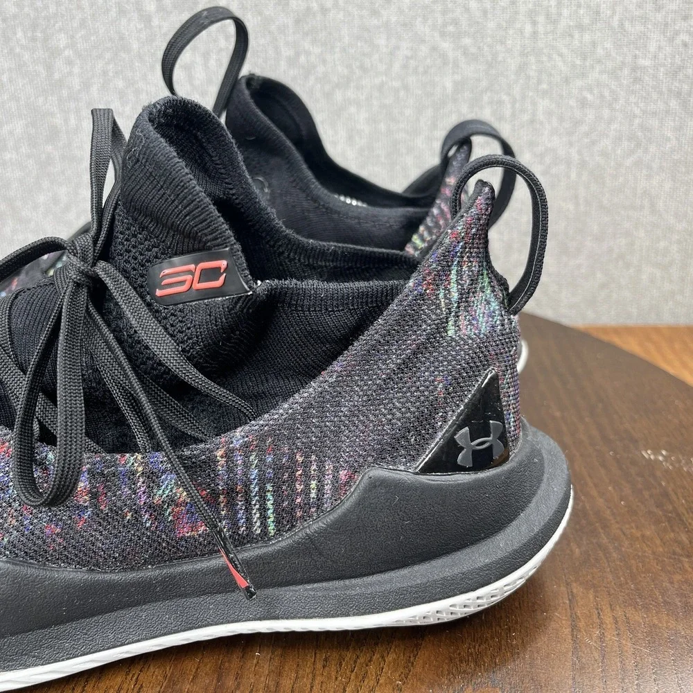 Under Armour Curry 5 Tokyo‎ Night Shoes Men's Size 8 Black Multicolor Sneakers
